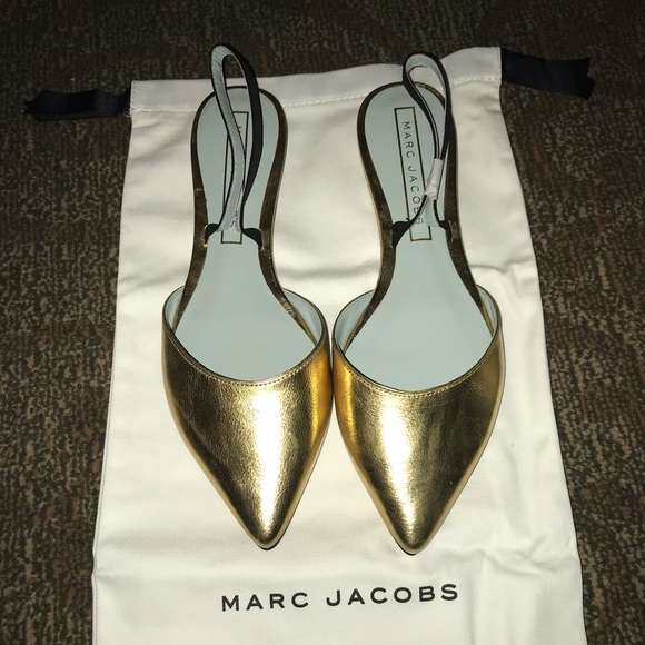 SOLD Marc Jacobs Gold Joline Slingback flat EUR… - Picture 1 of 6